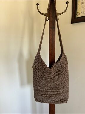 NWOT The Sak Light Brown Woven Boho Shoulder/ Crossbody Bag Snap Closure